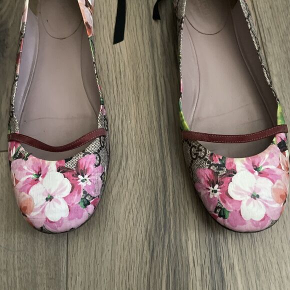 GUCCI GG Supreme Bloom Monogram Ballet Flats Slip On Shoes Size 38.5 - Picture 2 of 8